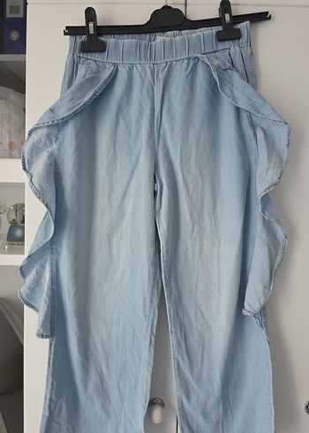 Fırfırlı Mavi Midi Jean - Görsel 2