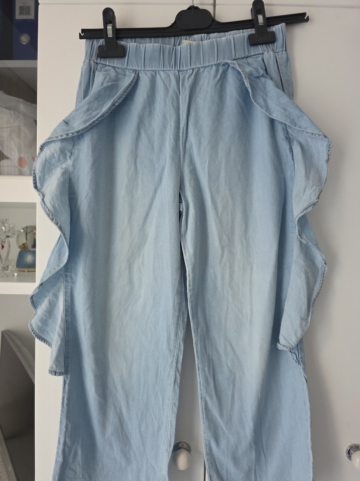 Fırfırlı Mavi  Midi Jean - Görsel 2