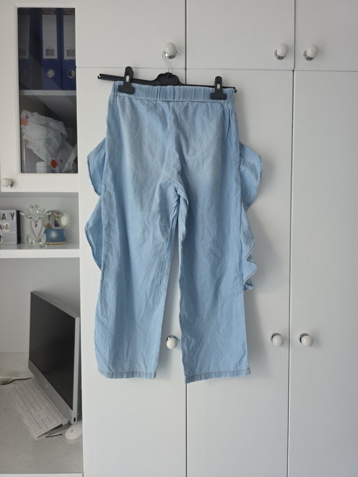 Fırfırlı Mavi  Midi Jean - Görsel 3