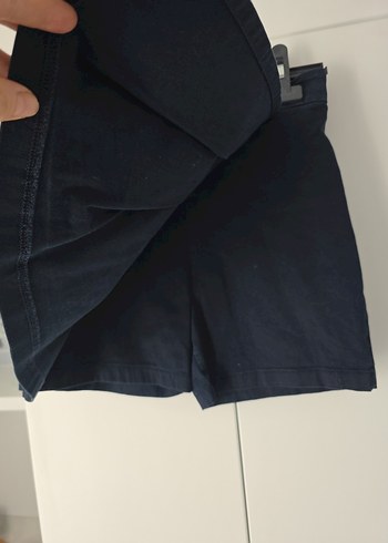 Lacivert Mini Kot Etek Şort Pilili - Görsel 2