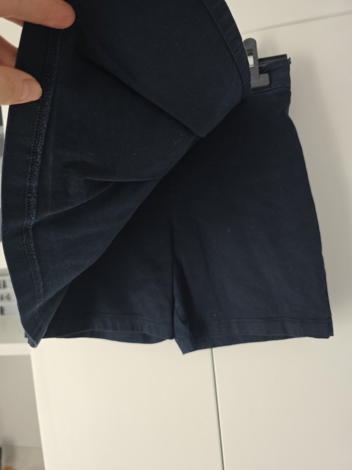 Lacivert Mini Kot Etek Şort Pilili - Görsel 2