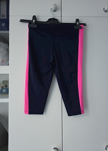 Kızlar için Elastik Bel Siyah-Pembe Dar Tayt - Görsel 3