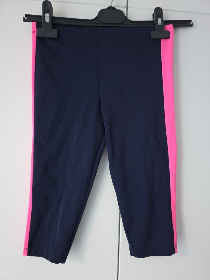 Kızlar için Elastik Bel Siyah-Pembe Dar Tayt - Görsel 2