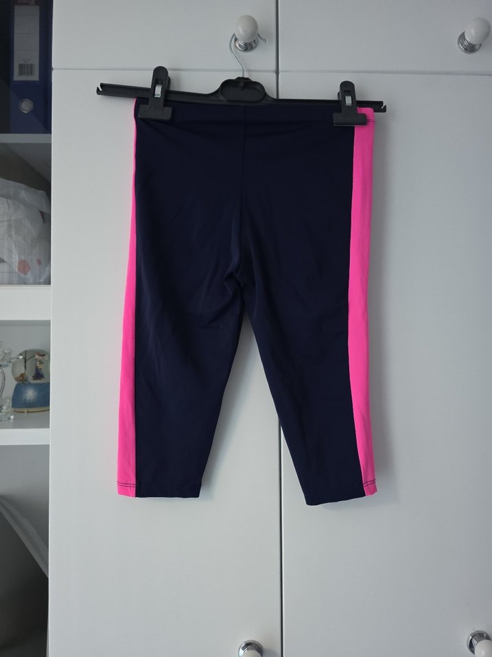 Kızlar için Elastik Bel Siyah-Pembe Dar Tayt - Görsel 3