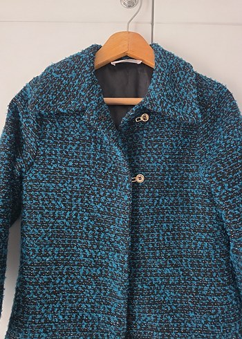 Düğmeli Lacivert Yün Ceket - Görsel 2