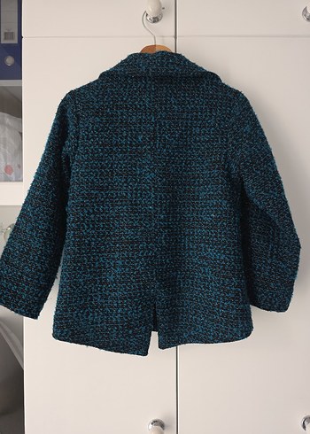 Düğmeli Lacivert Yün Ceket - Görsel 3