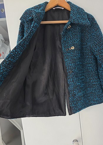 Düğmeli Lacivert Yün Ceket - Görsel 5