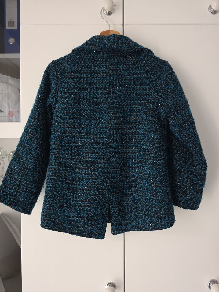 Düğmeli Lacivert Yün Ceket - Görsel 3