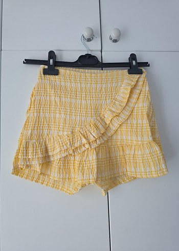 Sarı Mini Renkli Bağcıklı Bluz ve Şort Takımı - Görsel 6