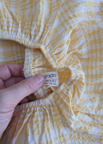 Sarı Mini Renkli Bağcıklı Bluz ve Şort Takımı - Görsel 3