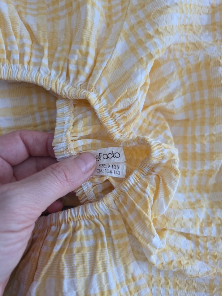 Sarı Mini Renkli Bağcıklı Bluz ve Şort Takımı - Görsel 3