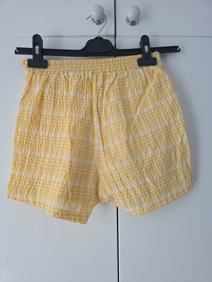 Sarı Mini Renkli Bağcıklı Bluz ve Şort Takımı - Görsel 4