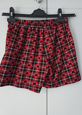 Kırmızı Kareli Mini Etek Şort - Görsel 3