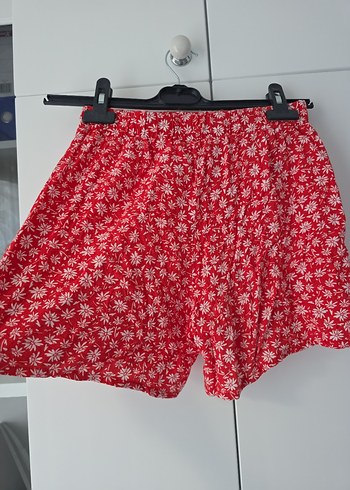Kırmızı Bohem Çiçek Desenli Mini Şort - Görsel 3