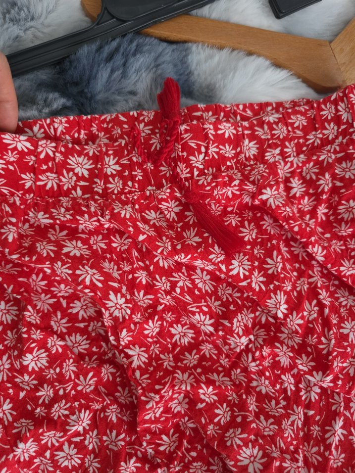 Kırmızı Bohem Çiçek Desenli Mini Şort - Görsel 4