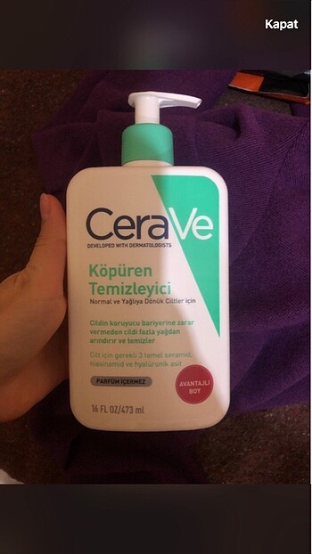 CERAVE KÖPÜREN TEMİZLEYİCİ