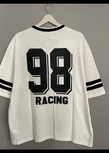 Defacto Defacto Beyaz Starter Racing Baskılı Oversize Tişört