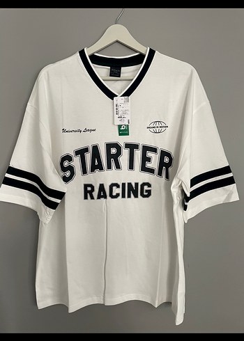 Defacto Beyaz Starter Racing Baskılı Oversize Tişört