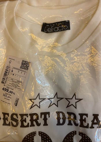 Beyaz Baskılı Kısa Kollu Kadın Tişört - Görsel 3