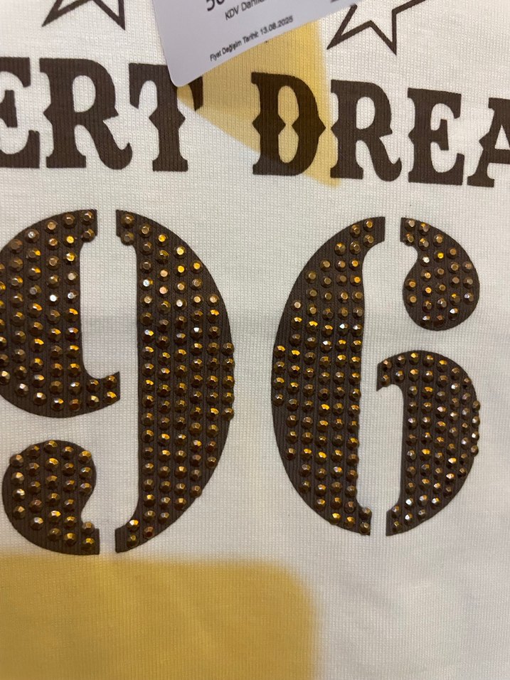 Beyaz Baskılı Kısa Kollu Kadın Tişört - Görsel 2