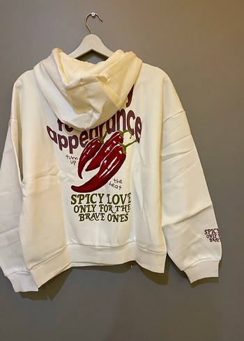 Beyaz Kapüşonlu Baskılı Oversize Sweatshirt - Görsel 2