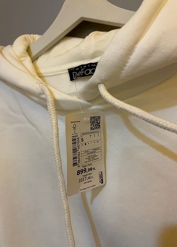 Beyaz Kapüşonlu Baskılı Oversize Sweatshirt - Görsel 4