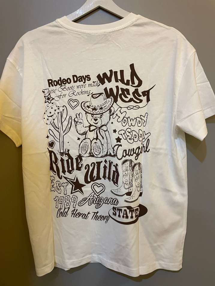 Beyaz Baskılı Kadın Tişört - Görsel 3