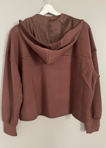 Kahverengi Kapüşonlu Kadın Sweatshirt - Görsel 2