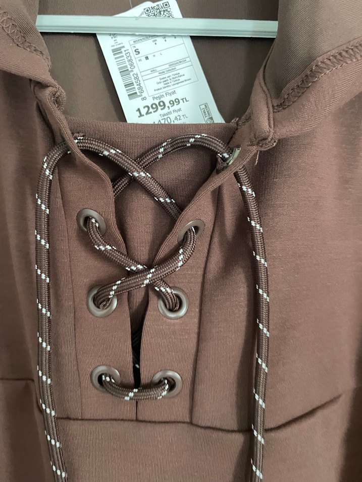 Kahverengi Kapüşonlu Kadın Sweatshirt - Görsel 4