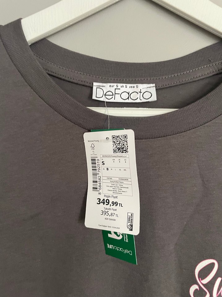 Defacto Gri Pamuklu Kadın Kısa Kollu Tshirt - Görsel 3