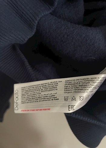 Defacto Lacivert Kapüşonlu Baskılı Sweatshirt - Görsel 5