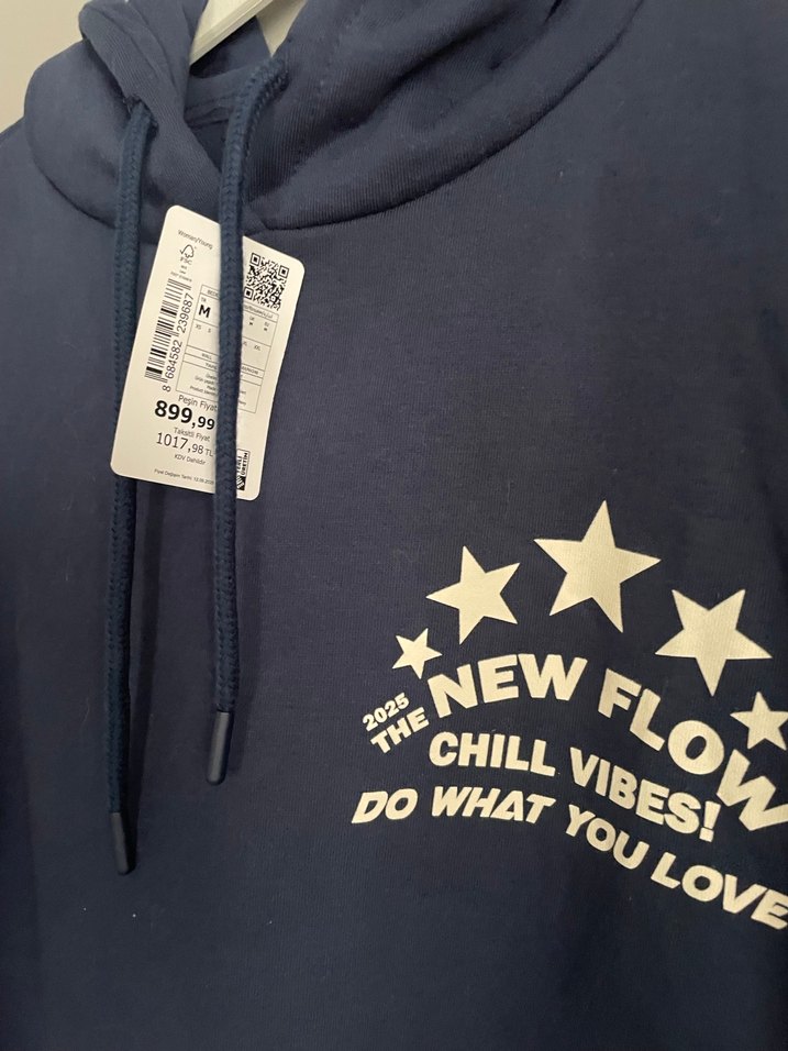 Defacto Lacivert Kapüşonlu Baskılı Sweatshirt - Görsel 4