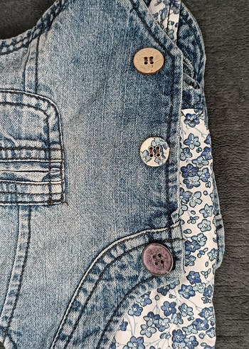 18-24 Ay Beden mavi Renk Kız Çocuk Mavi Denim Düğmeli Yelek
