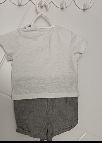 H&M Bebek Erkek Gri Baskılı Kısa Kollu Takım