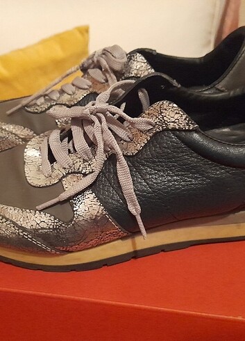 38 Beden siyah Renk Elle deri sneaker