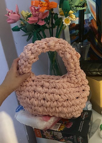 Pudra Pembe Barbie Örgü Kadın Çanta