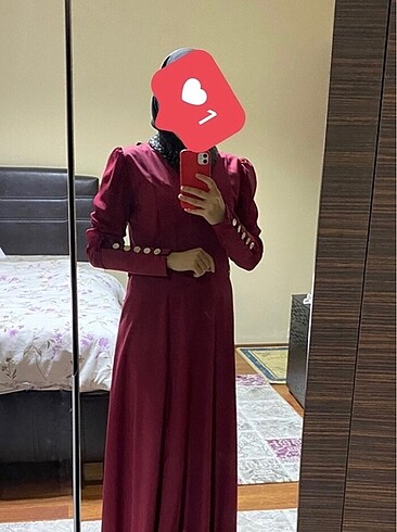 l Beden bordo Renk Uzun elbise