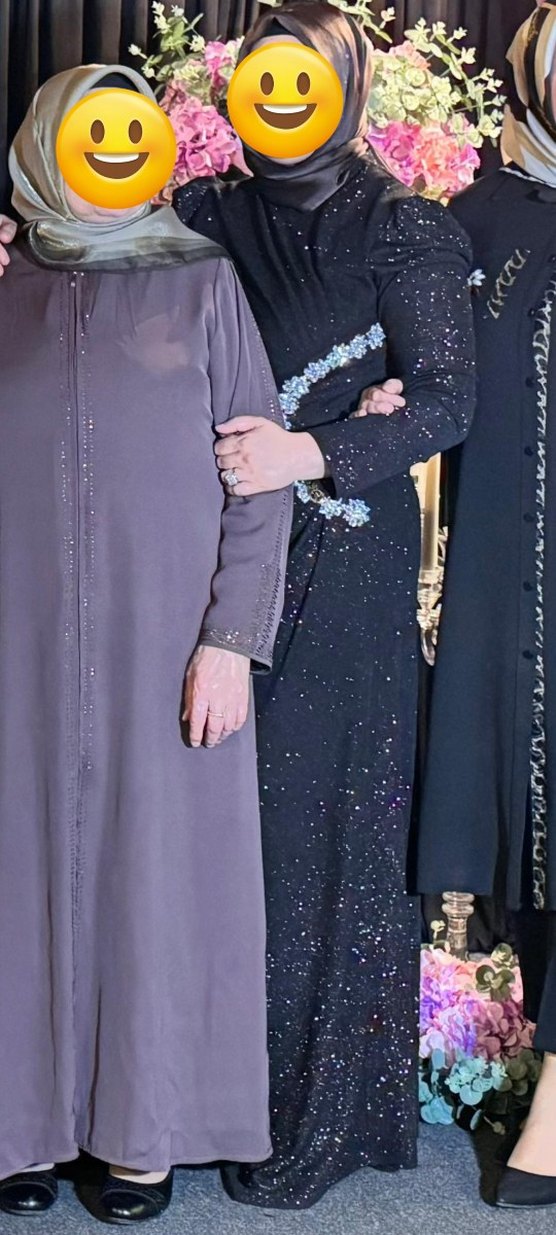 acı kahverengi kendinden simli Uzun Kollu Abiye Elbise - Görsel 2