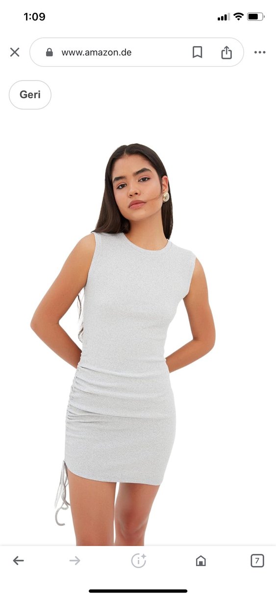 Gri Kolsuz Mini Elbise - Görsel 2