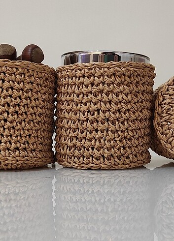 Beden çeşitli Renk Hasır sepet küçük 3 adet 7cm x7cm