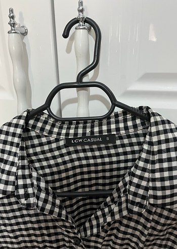 Kadın Gri Kareli Uzun Kollu Gömlek - Görsel 2