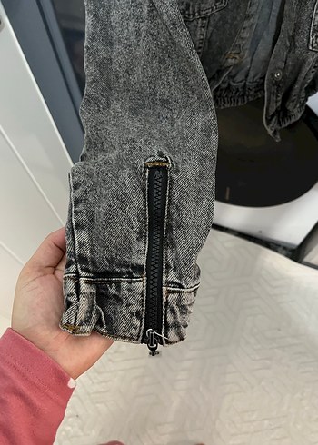 Siyah eskitmeli kot ceket - Görsel 2