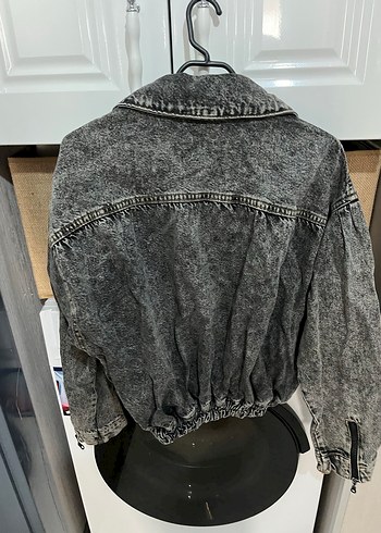 Siyah eskitmeli kot ceket - Görsel 3