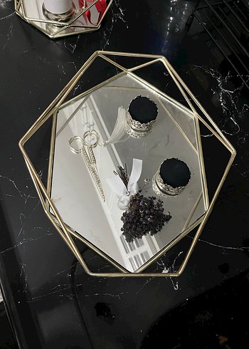 Gri camlı damat kahvesi ve yüzük tepsisi seti - Görsel 6