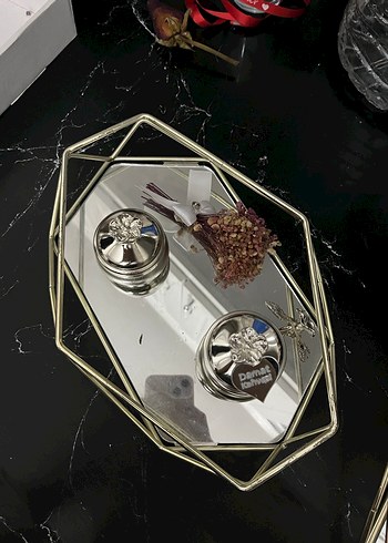 Gri camlı damat kahvesi ve yüzük tepsisi seti - Görsel 5