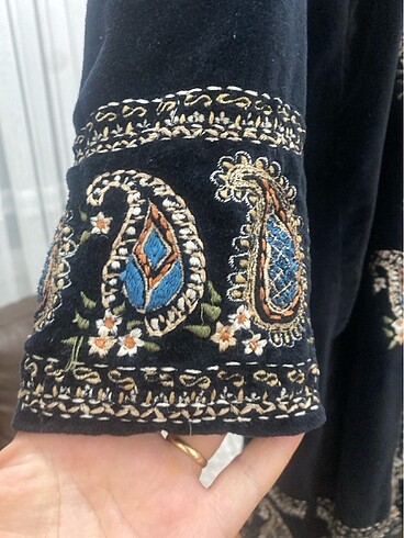 40 Beden siyah Renk Kadife kaftan cep