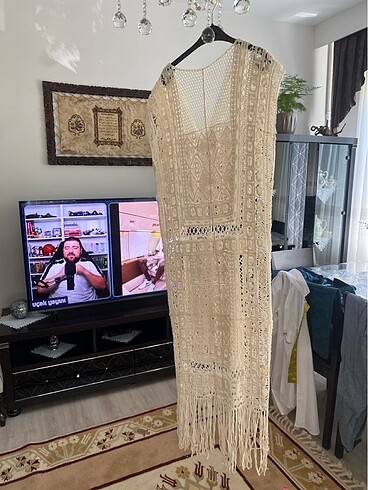 Diğer Dantel güpür yelek krem