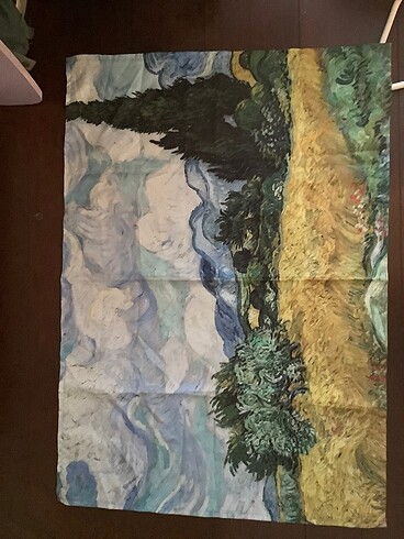 duvar süsü van gogh - selvi ağaçlı buğday tarlası tablosu