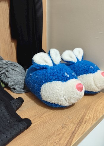 Kız Çocuk Mavi Peluş Sıcak Ev Terliği - Görsel 2