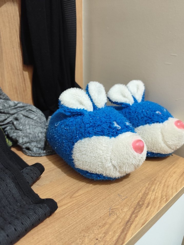 Kız Çocuk Mavi Peluş Sıcak Ev Terliği - Görsel 2